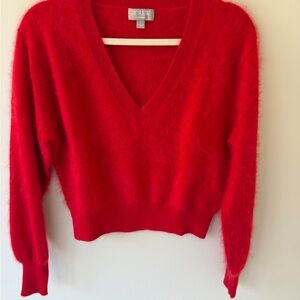 J. Crew Vibrant Red V-Neck cashmere Sweater
